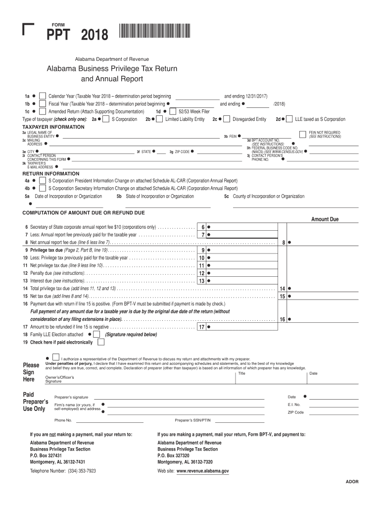  Alabama PPT  Form 2018