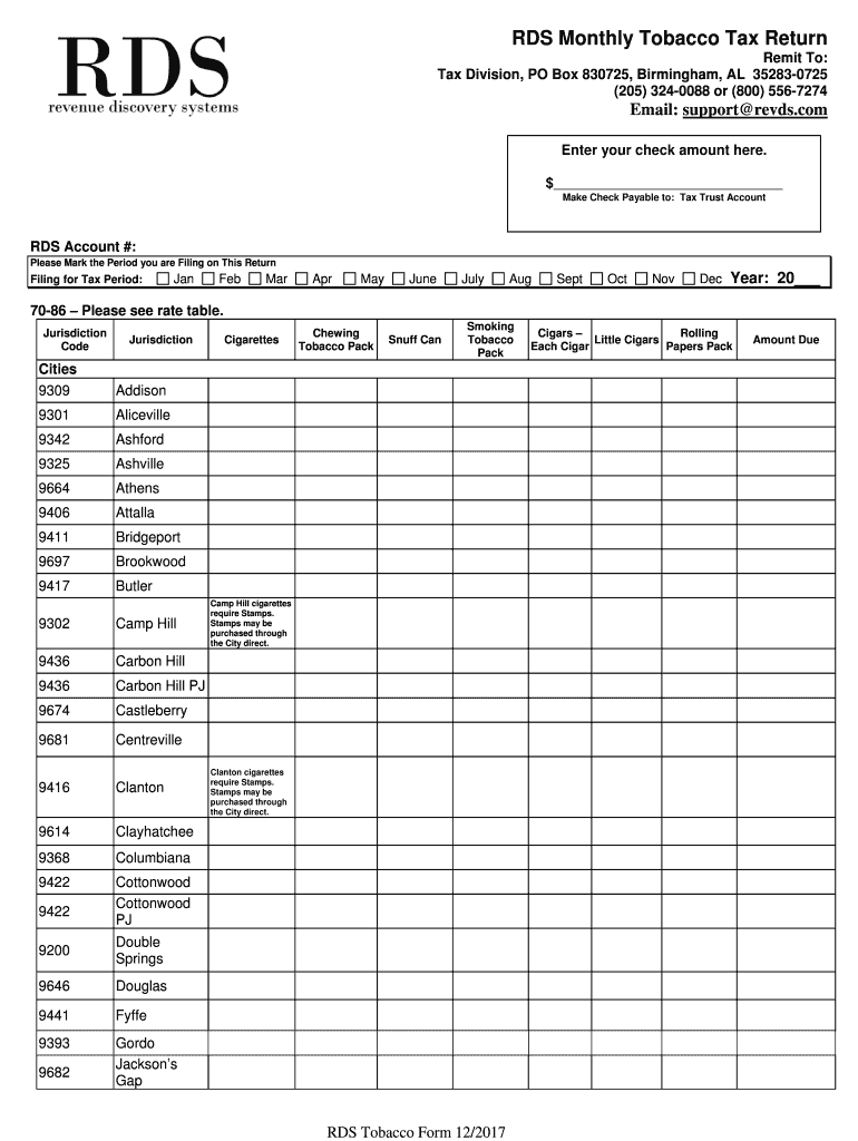  Al Rds Tobacco Tax  Form 2017