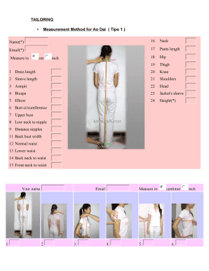 Ao Dai Measurements  Form