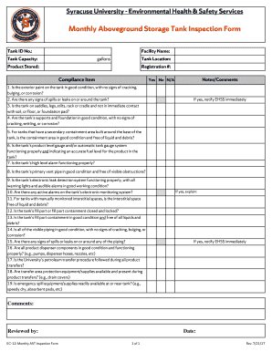  Poly Tank Inspection Form 2017-2024