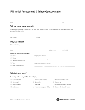 Precision Nutrition Assessment Forms