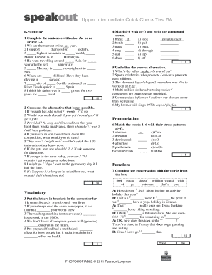 Speakout Upper Intermediate Tests Answer Key  Form