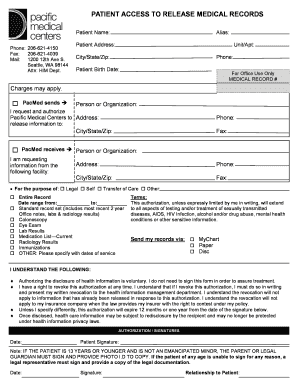 PATIENT ACCESS to RELEASE MEDICAL RECORDS  Form