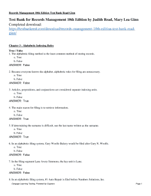 Records Management 10th Edition PDF  Form