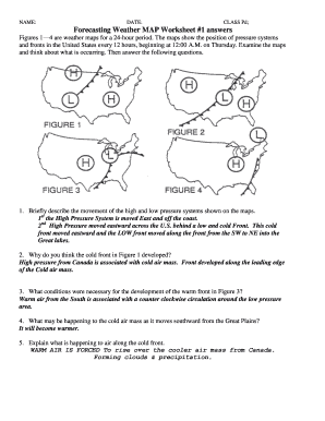 Forecasting Weather Map Worksheet 1  Form