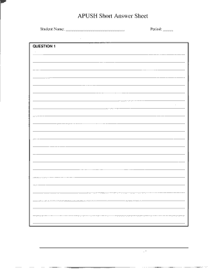 Saq Answer Sheet  Form