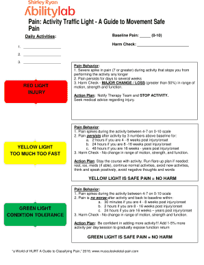 Pain Activity Traffic Light a Guide to Movement Safe  Form