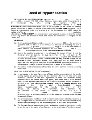 Hypothecation Agreement  Form