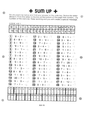 Sum Code Answer Key  Form