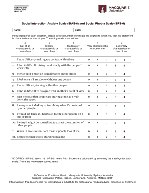Social Interaction Scale Questionnaire  Form