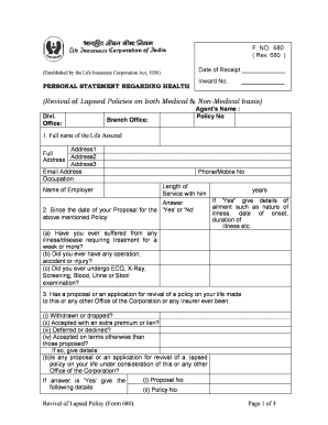 Medical Certificate for Revival  Form