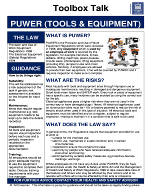 Puwer Toolbox Talk  Form