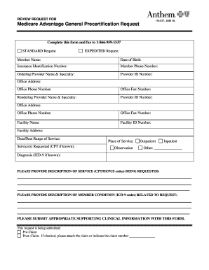 Medicare Advantage General Precertification Request  Form