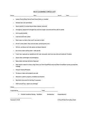 School Bus Cleaning Checklist  Form