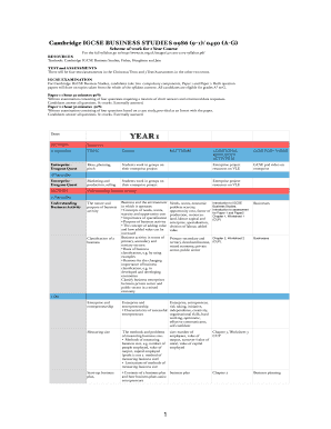 Business Studies Scheme of Work PDF  Form