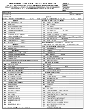 Manhattan Beach Inspection Schedule  Form