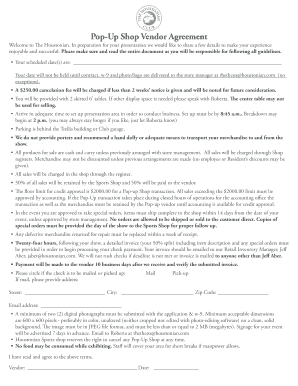 Pop Up Shop Rental Agreement PDF  Form