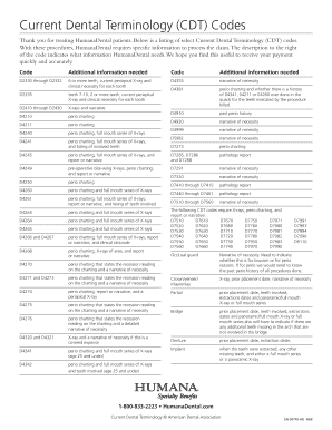 Dental Codes Cheat Sheet  Form