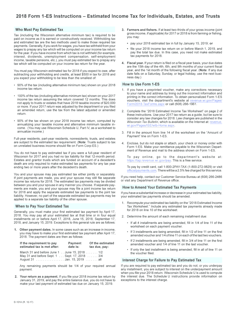  Wisconsin Form 1 Es 2018