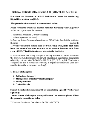 Nielit Facilitation Centre  Form