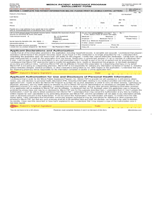 MERCK PATIENT ASSISTANCE PROGRAM  Form