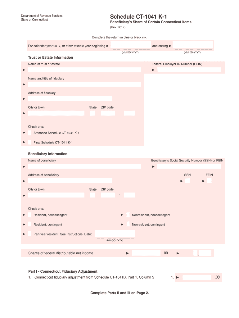  Form Ct 1041 K 1 2017