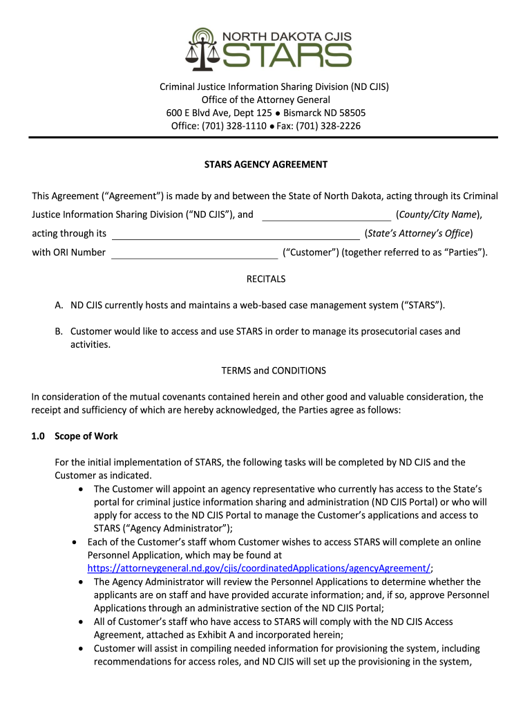 ND CJIS Stars Agency Agreement Form