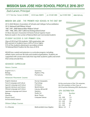 Mission San Jose High School Profile  Form