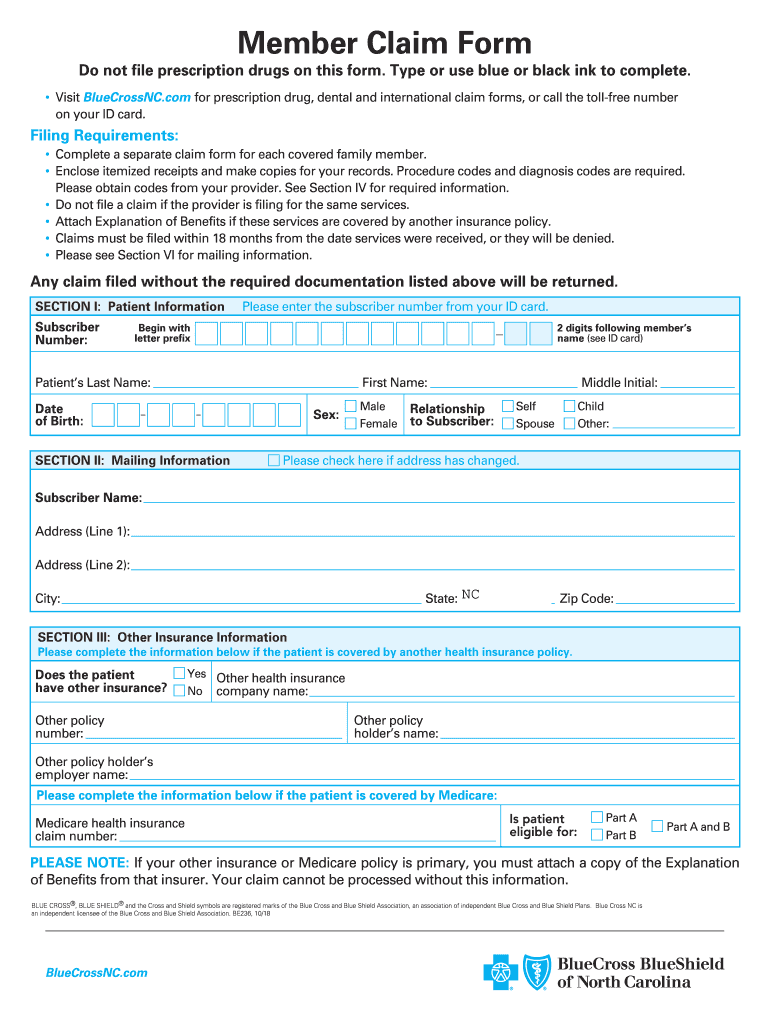 Get and Sign Nc Bcbs Form 2018