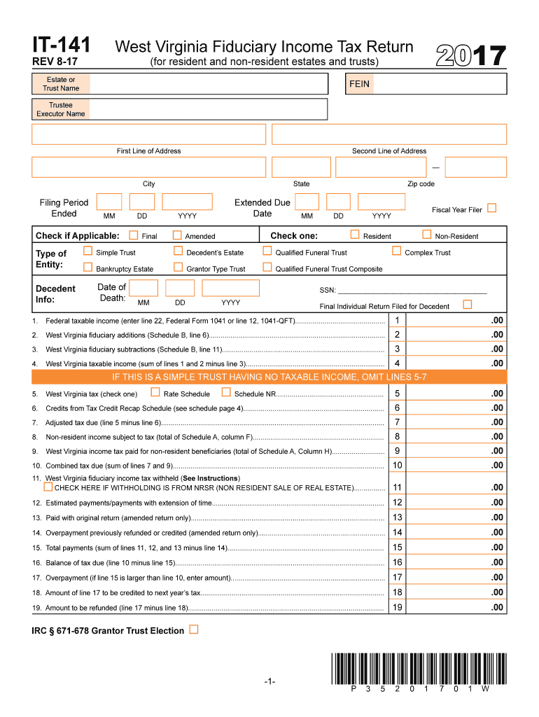  Wv it 141  Form 2017