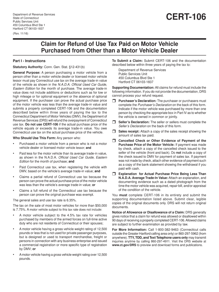  Cert 106 Tax Form 2016