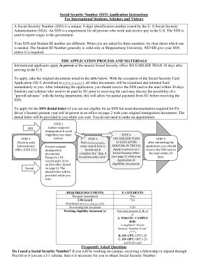 Ssn Application Instructions  Form