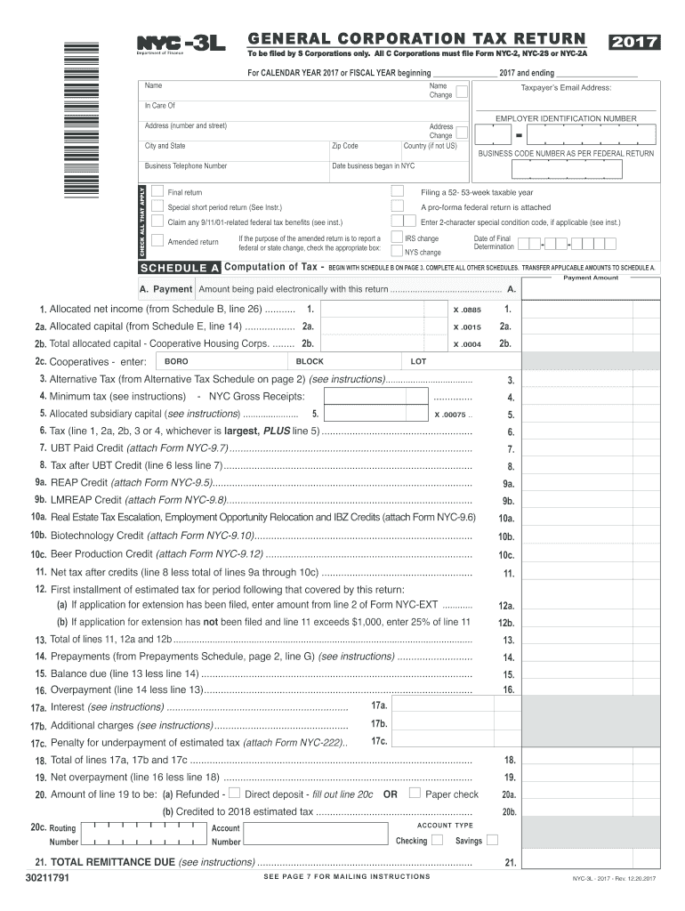  Nyc 3l  Form 2017