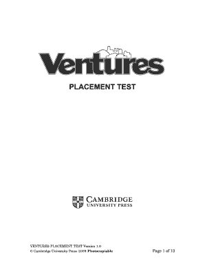 Ventures Placement Test  Form