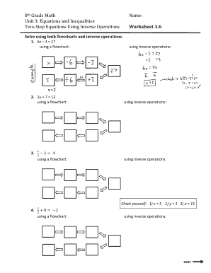 Two Step Equations Using Inverse Operations  Form