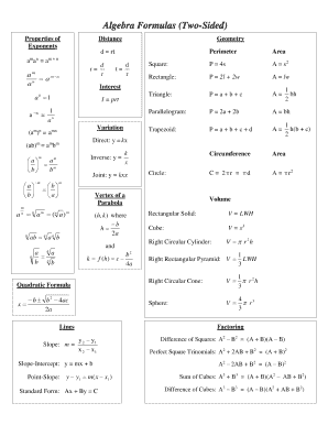 Algebra Formulas PDF