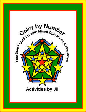 One Step Equations Coloring Worksheet PDF  Form