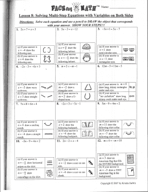 Faceing Math Lesson 8 Answer Key  Form