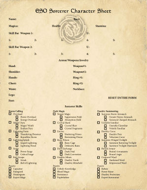 Eso Character Sheet  Form