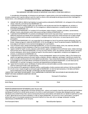 Escapology Waiver  Form