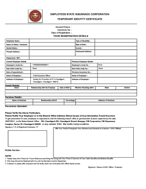 Temporary Identity Certificate  Form