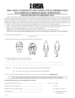  Ihsa Skin Condition Form 2017-2024