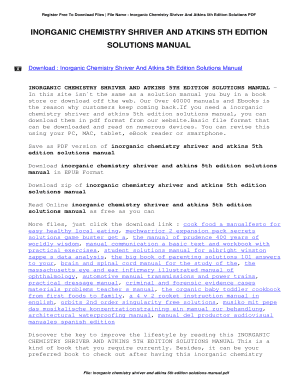 Shriver and Atkins Inorganic Chemistry Solutions Manual PDF Download  Form