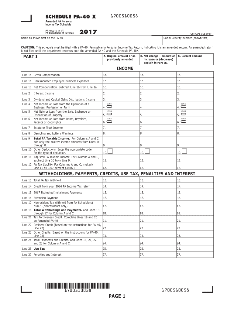  SCHEDULE PA 40 X 2017