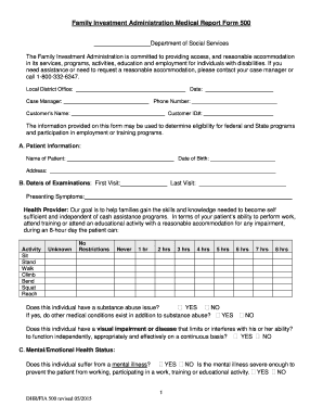 Medical 500 Form