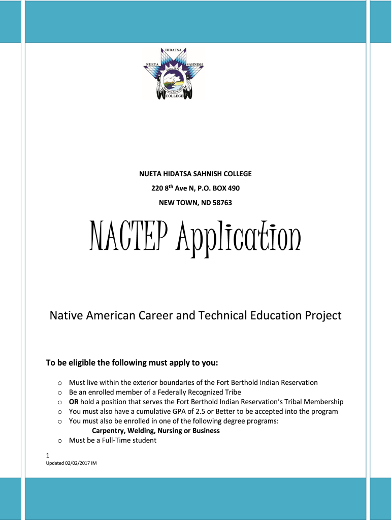 NACTEP Application  Form