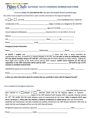 Youth Congress Nomination Form