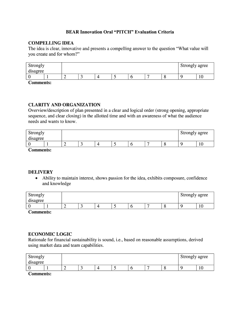 BEAR Innovation Oral PITCH Evaluation Criteria  Form