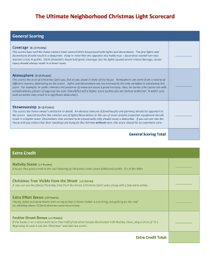Christmas Light Judging Sheet  Form