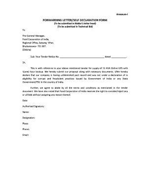 Oem Self Declaration Letter  Form